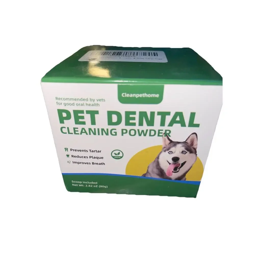 Cleanpethome Pet Dental Cleaning Powder New In Box 2.82 Oz Plaque Control